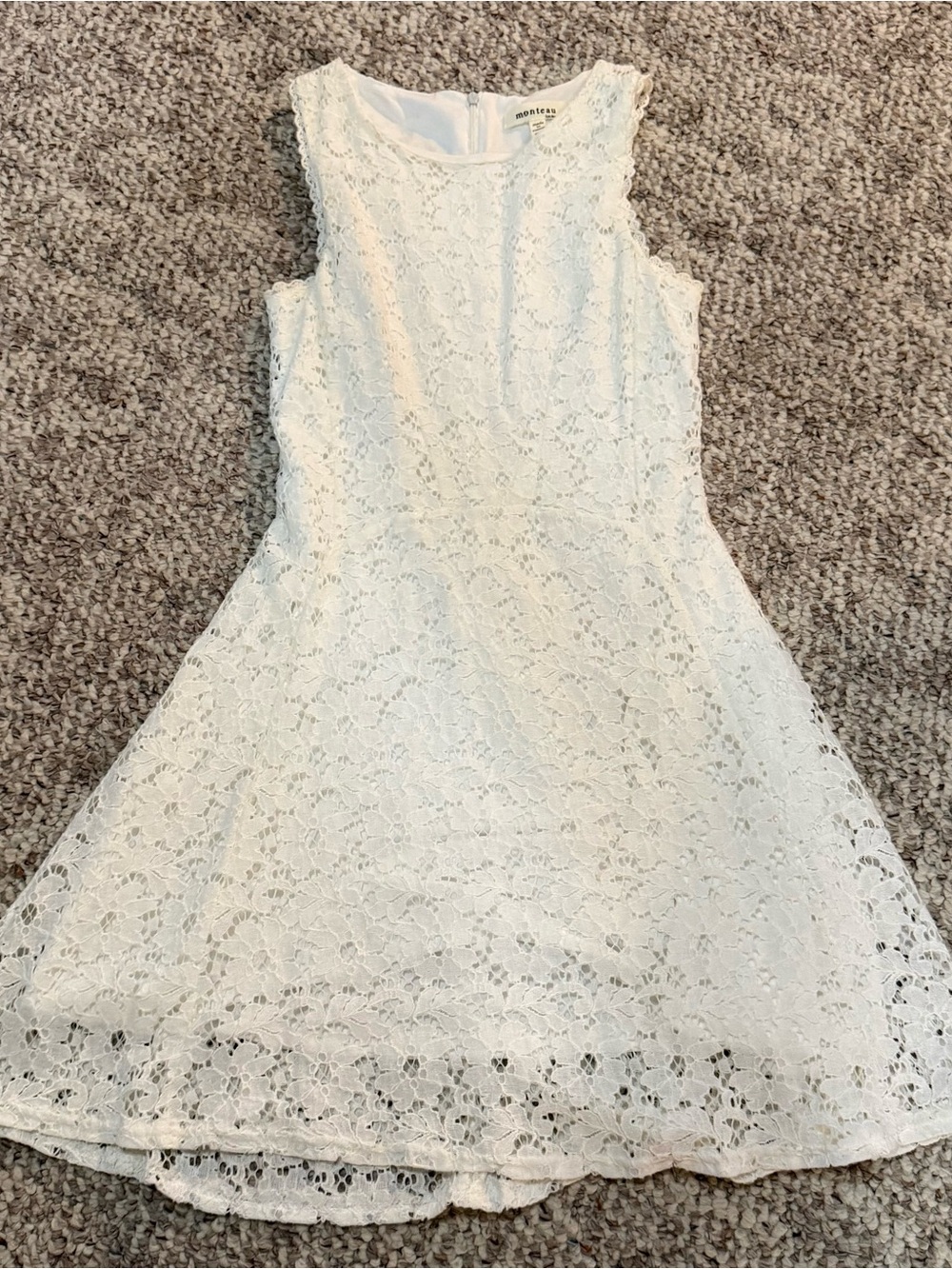 Monteau White Lace Fit-and-Flare Kids Dress